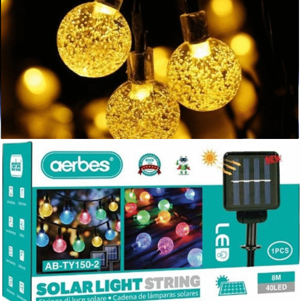 Ηλιακά φωτάκια μπαλάκια σε καλώδιο 40LED AB-TY150-2 AERBES ζεστό λευκό Aerbes