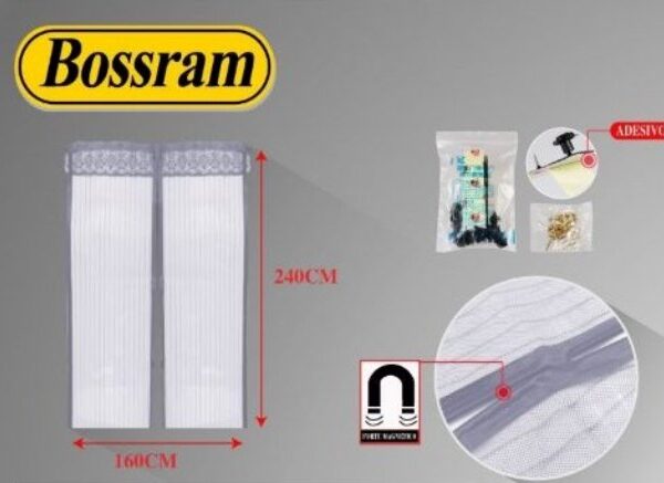 Σίτα - κουρτίνα με μεγάλους μαγνήτες 160x240cm γκρι Bossram