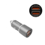 Φορτιστής αναπτήρα αυτοκινήτου 2 USB 2.4A ασημί EZRA
