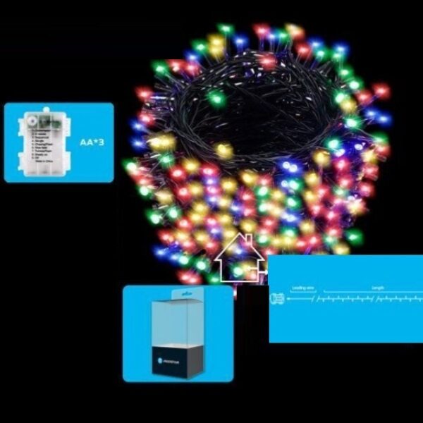 Φώτα μπαταρίας εξωτερικού χώρου σε καλώδιο 300LED 15m πολύχρωμο 7749 AIGOSTAR AIGOSTAR