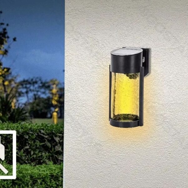 Ηλιακό φωτιστικό απλίκα τοίχου LED λευκό θερμό 2W μαύρο AIGOSTAR 321857 AIGOSTAR