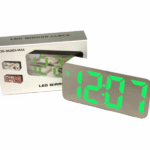 LED ρολόι ξυπνητήρι καθρέφτης λευκό με πράσινα ψηφία DS-3622X OEM