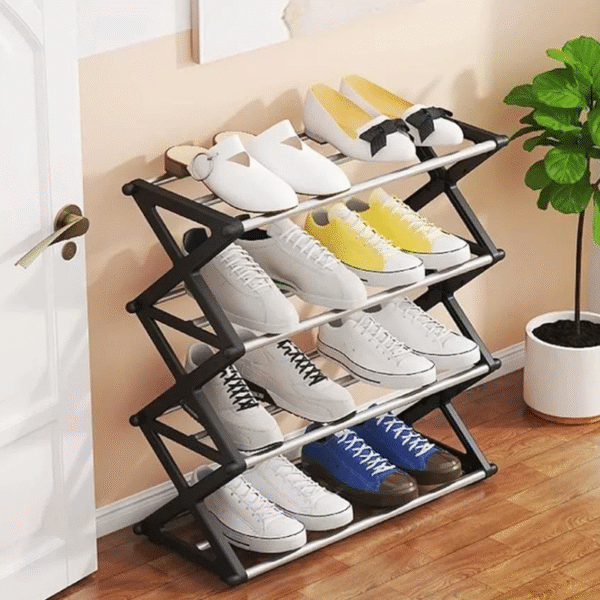 Παπουτσοθήκη  4 ράφια μαύρη 6615-4