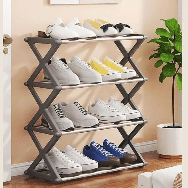 Παπουτσοθήκη  4 ράφια γκρι 6615-4