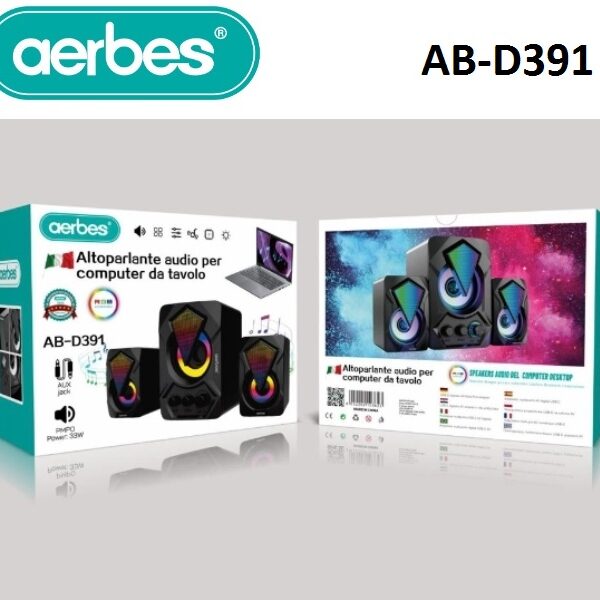 Ηχεία υπολογιστή και πολυμέσων μαύρα 3.5mm RGB AB-D391 Aerbes Aerbes