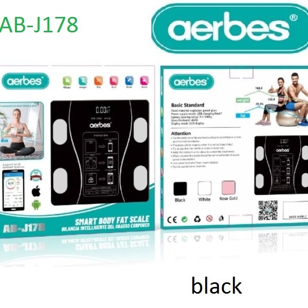 Έξυπνη ζυγαριά σωματικού λίπους Μαύρη AB-J178 Aerbes Aerbes