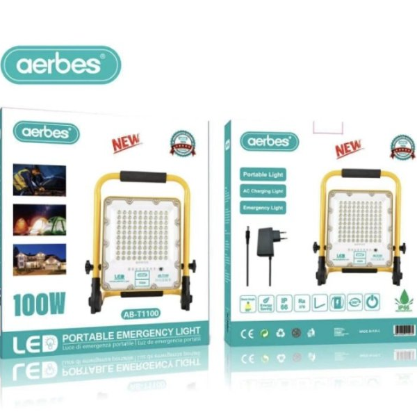 Επαναφορτιζόμενο φορητό φως έκτακτης ανάγκης LED 100W AB-T1100 AERBES Aerbes