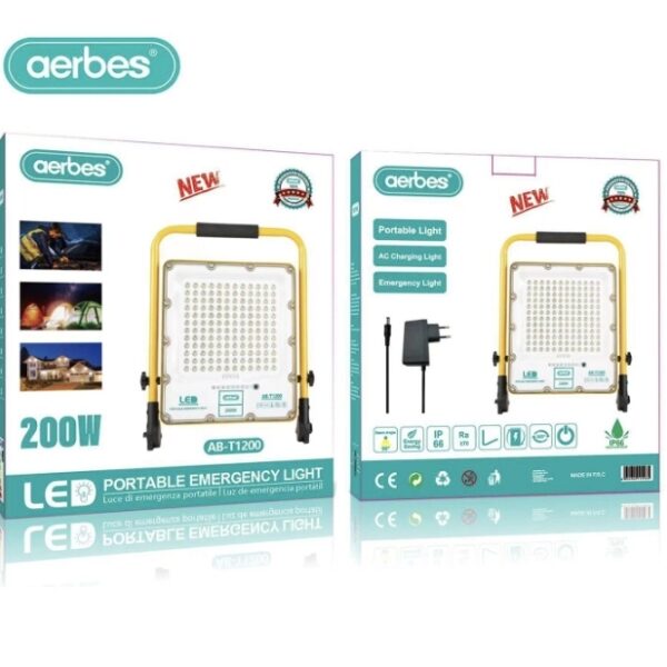 Επαναφορτιζόμενο φορητό φως έκτακτης ανάγκης LED 200W AB-T1200 AERBES Aerbes