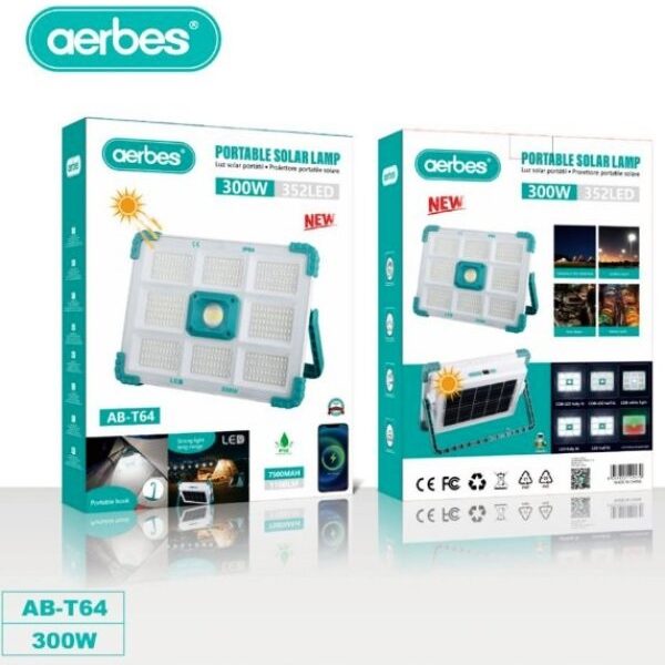 Επιτραπέζιο ηλιακό φωτιστικό LED 300W με ενσωματωμένο πάνελ AB-T64 AERBES Aerbes