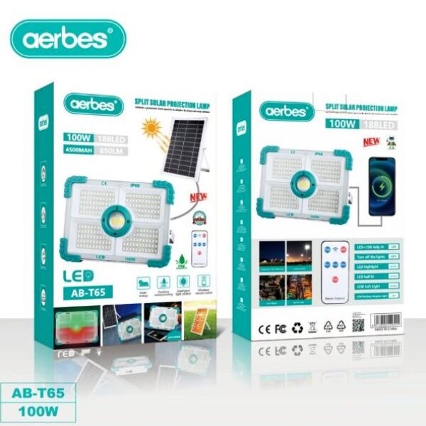 Επιτραπέζιο ηλιακό φωτιστικό LED 100W με τηλεχειριστήριο AB-T65 AERBES Aerbes