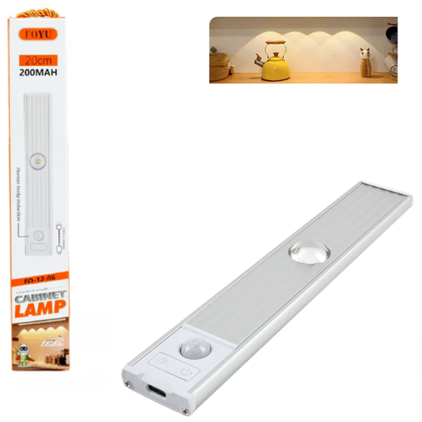 Επαναφορτιζόμενο φωτιστικό ντουλάπας LED με ανιχνευτή κίνησης 20cm FO-12-06 FOYU OEM