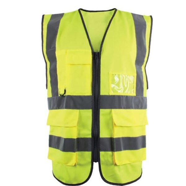 Γιλέκο φωσφοριζέ με φερμουάρ και ανακλαστήρες κίτρινο OEM