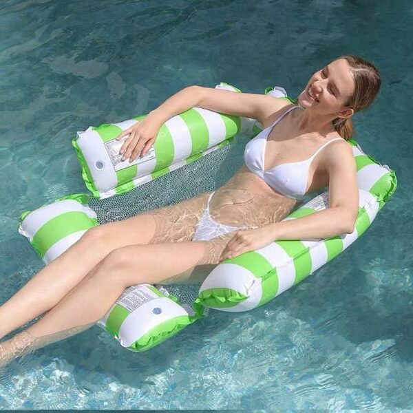 Φουσκωτή πλωτή πολυθρόνα-αιώρα 4 σημείων πράσινη OEM