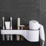 Αυτοκόλλητη επιτοίχια θήκη για πιστολάκι μαλλιών λευκή SQ-5212 OEM