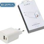 Διπλός φορτιστής με θύρα USB και θύρα Type-C 20W λευκός HC60 EZRA EZRA