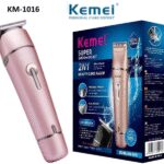 Επαναφορτιζόμενη κουρευτική μηχανή ροζ KM-1016 Kemei KEMEI
