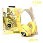 Επαναφορτιζόμενα ασύρματα ακουστικά για παιδιά με LED αυτιά γάτας κίτρινα OEM