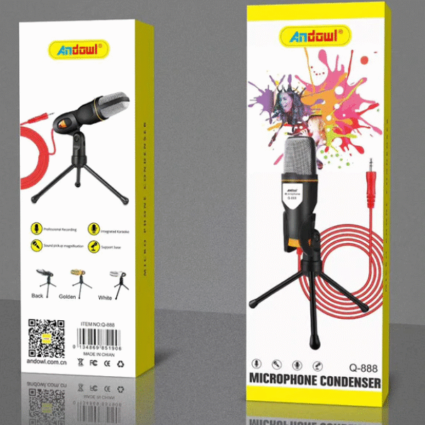 Πυκνωτικό μικρόφωνο ηχογραφήσεων με τρίποδο για υπολογιστή ANDOWL Q-888 Andowl