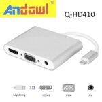 Προσαρμογέας οθόνης Lightning σε dual HDMI + VGA + 3,5mm Q-HD410 ANDOWL Andowl