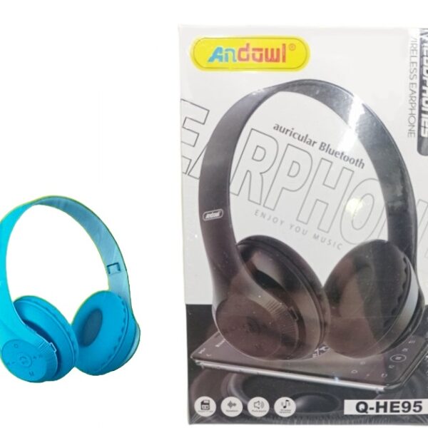 Ασύρματα, επαναφορτιζόμενα ακουστικά κεφαλής Bluetooth γαλάζια Q-HE95 ANDOWL Andowl