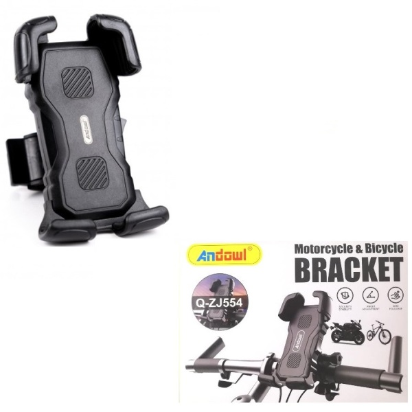 Βάση στήριξης τηλεφώνου για τιμόνι ποδηλάτου και μηχανής μαύρη Q-ZJ554 ANDOWL Andowl