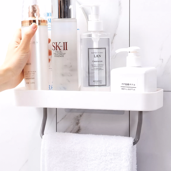 Αυτοκόλλητο ράφι τοίχου με ράγα για πετσέτες J&S 21401