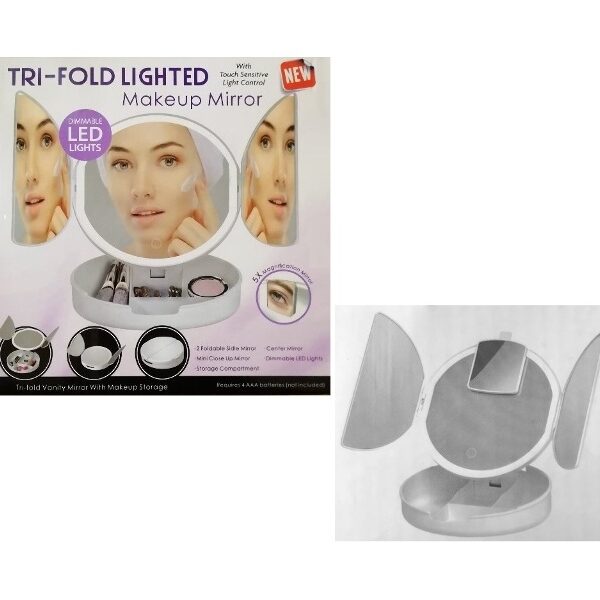 Τριπλός καθρέφτης καλλωπισμού με χώρο  αποθήκευσης καλλυντικών λευκός W309 OEM