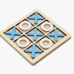 Ξύλινο επιτραπέζιο παιχνίδι τρίλιζα γαλάζιο-λευκό OEM