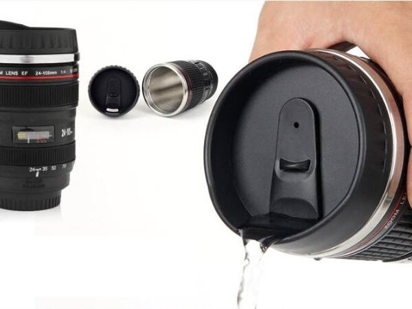 Κούπα ταξιδίου σε σχήμα φακού φωτογραφικής μηχανής με ανοξείδωτο εσωτερικό OEM