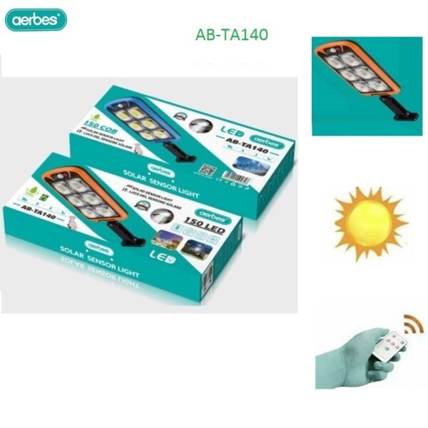 Επαναφορτιζόμενο φως δρόμου 150 LED με αισθητήρα κίνησης και τηλεχειριστήριο Πορτοκαλί AB-TA140 aerbes Aerbes