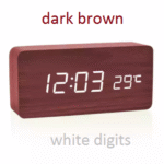 Μεγάλο ξύλινο ορθογώνιο επιτραπέζιο ρολόι σκούρο καφέ με λευκά ψηφία OEM