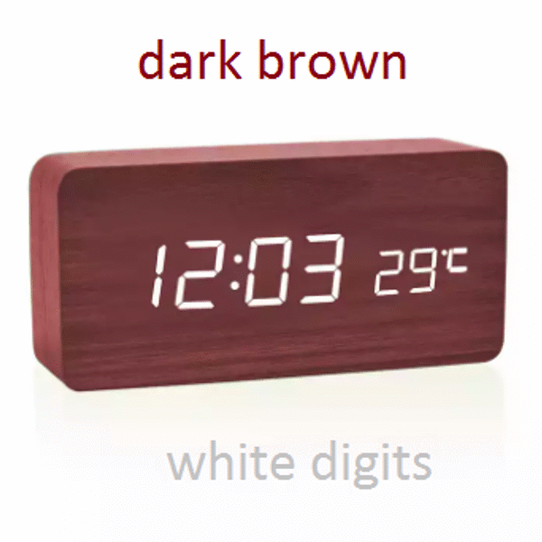 Μεγάλο ξύλινο ορθογώνιο επιτραπέζιο ρολόι σκούρο καφέ με λευκά ψηφία OEM