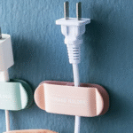 Αυτοκόλλητο στήριγμα πρίζας καλωδίου σετ 4 τμχ  ροζ 20672 OEM