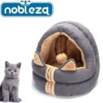 Ημίκλειστο κρεβατάκι γάτας με αυτάκια γάτας γκρι Nobleza NOBLEZA