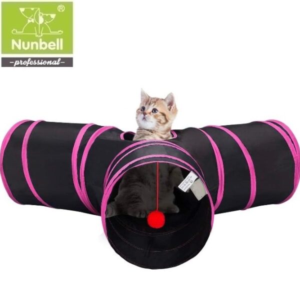 Αναδιπλούμενο τούνελ γάτας με 3 εξόδους φούξια 19418-242 Nunbell Nunbell