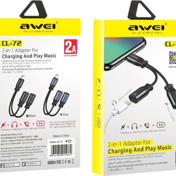 Αντάπτορας Lightning σε 2 θύρες θηλυκό Lightning μαύρος CL-72 AWEI AWEI