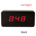 Ξύλινο ψηφιακό ρολόι XL LED μαύρο με κόκκινα ψηφία OEM