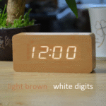 Ξύλινο ψηφιακό ρολόι XL LED ανοιχτό καφέ με λευκά ψηφία OEM