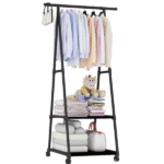 Κρεμάστρα ρούχων με τροχούς 55x42x160cm, Μαύρο OEM