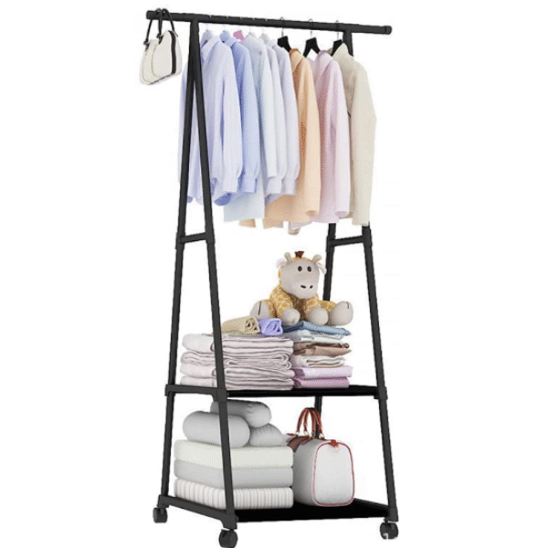 Κρεμάστρα ρούχων με τροχούς 55x42x160cm, Μαύρο OEM
