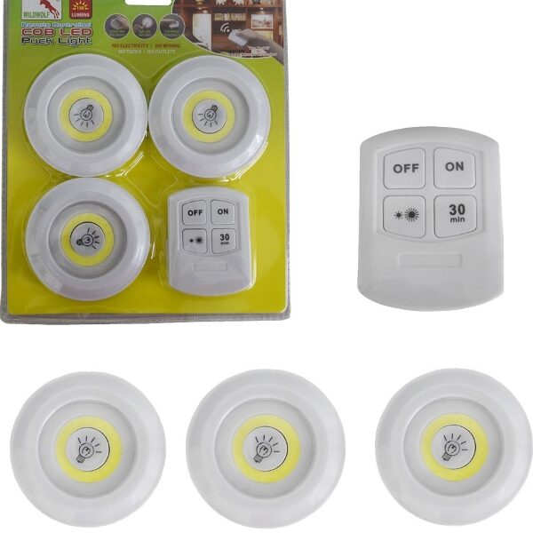 Αυτοκόλλητα σποτάκια LED με τηλεχειριστήριο 3 τεμάχια 8435 OEM