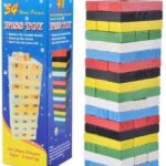 Ξύλινος πύργος ισορροπίας με χρωματιστά τουβλάκια 54 τεμάχια 8119 OEM