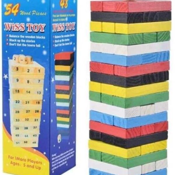 Ξύλινος πύργος ισορροπίας με χρωματιστά τουβλάκια 54 τεμάχια 8119 OEM