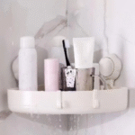 Γωνιακό ράφι τοίχου με βεντούζες λευκό X-02 OEM