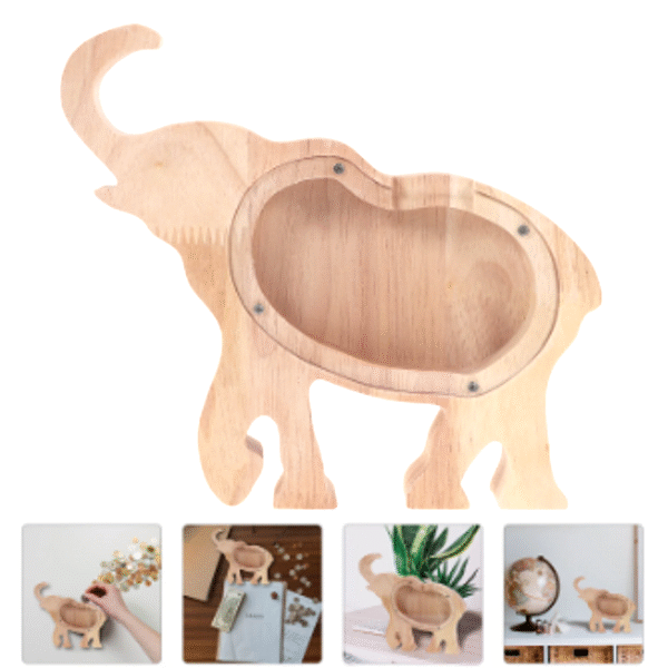 Ξύλινος κουμπαράς σε σχήμα Ελέφαντας μπεζ 34978 OEM
