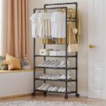 Μεταλλική κρεμάστρα – παπουτσοθήκη εισόδου με 4 ράφια μαύρη OEM