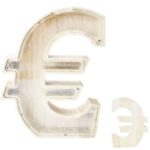 Ξύλινος κουμπαράς σε σχήμα Ευρώ μπεζ 34986 OEM