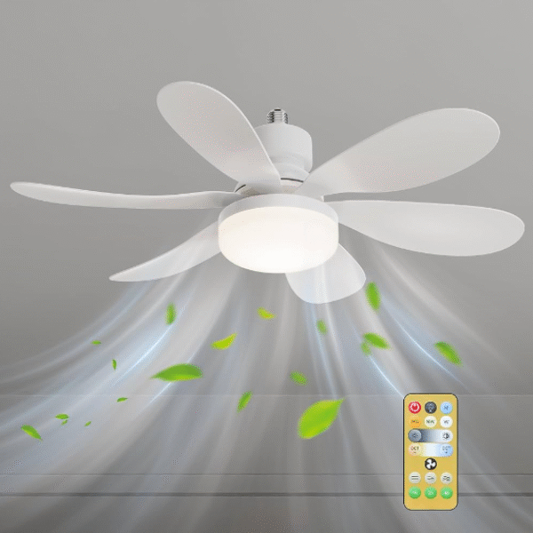 Ανεμιστήρας – λάμπα οροφής λευκή E27 LED με τηλεχειριστήριο OEM