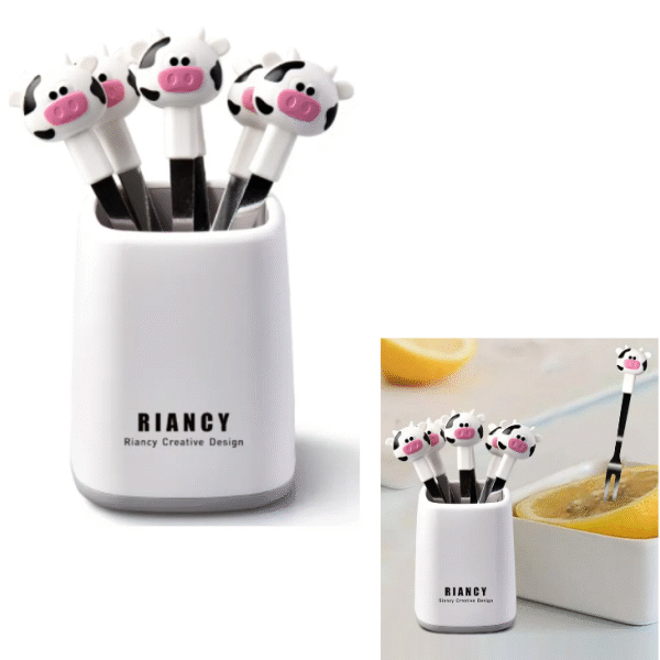 Σετ πιρουνιών φρούτων σε βάζο Αγελαδίτσες λευκό 22508 OEM