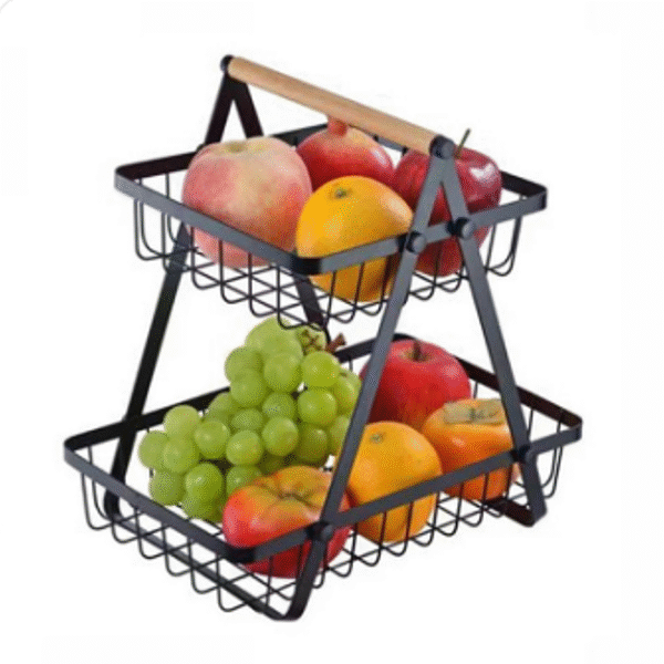 Μεταλλική φρουτιέρα πάγκου 2 επιπέδων OEM